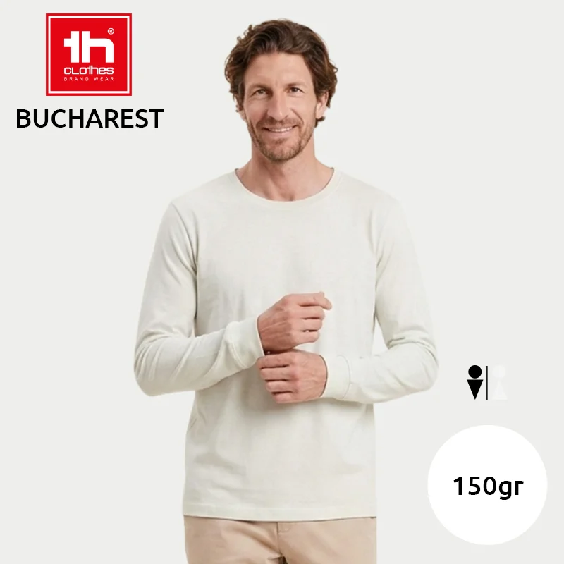 Maglietta TH CLOTHES BUCHAREST da uomo a maniche lunghe in 100% cotone jersey da 150gr