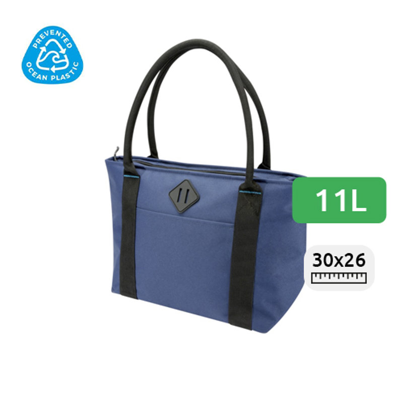 Borsa termica in RPET certificato Repreve Ocean da 11L con tasca frontale 30.5x15.5x26cm