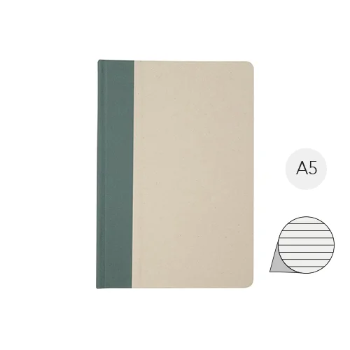 Block note A5 con copertina rigida in plastica riciclata e plastica derivante dalla canna da zucchero fogli a righe