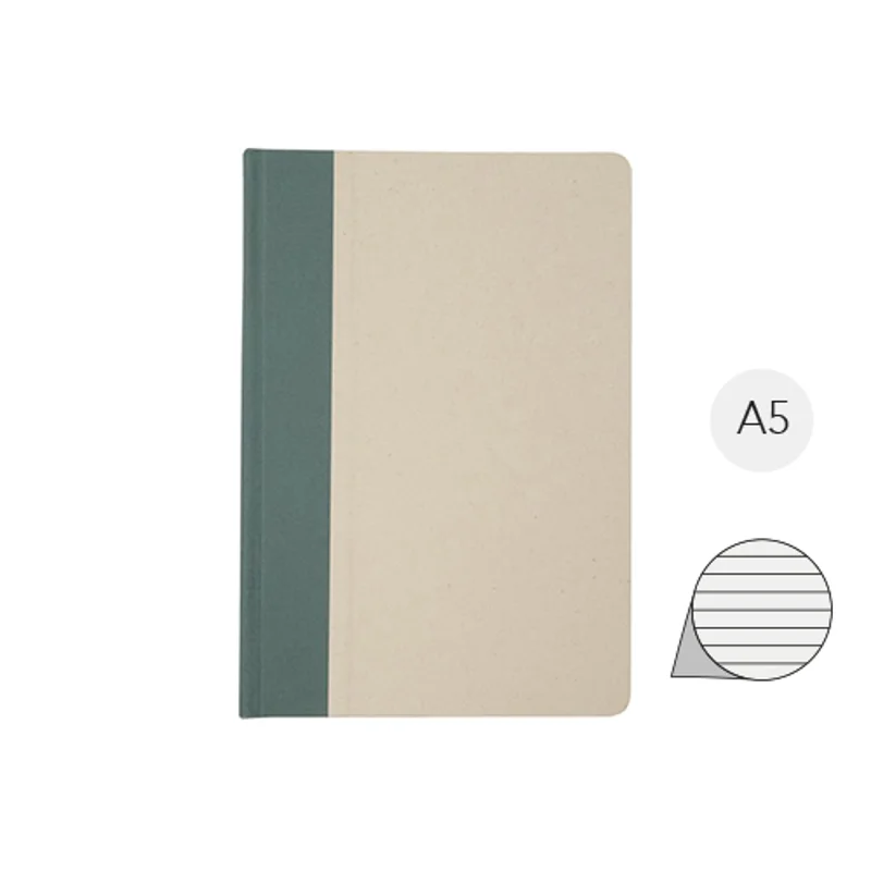 Block note A5 con copertina rigida in plastica riciclata e plastica derivante dalla canna da zucchero fogli a righe