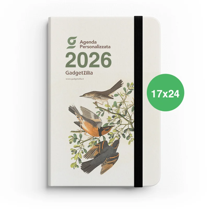 Agenda Settimanale con copertina rigida 17x24 completamente personalizzabile. Possibilità di richiedere anche il progetto grafico