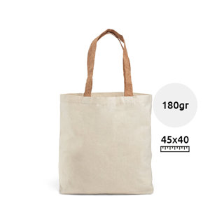 Shopper in cotone 100% con manici in sughero in colore naturale e tasca interna da 180gr 45x40x10cm