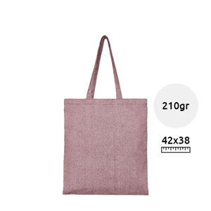 Shopper in cotone riciclato in diverse colorazioni con manici lunghi da 210gr 38x42cm