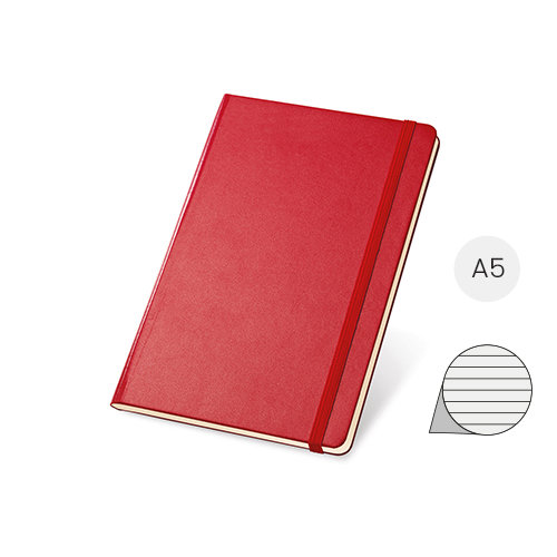 Block Notes A5 con copertina rigida e 160 fogli a righe color avorio con tasca interna
