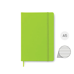 Block notes A5 con copertina rigida in morbido PU e 96 fogli a righe con elastico e segnalibro in coordinato