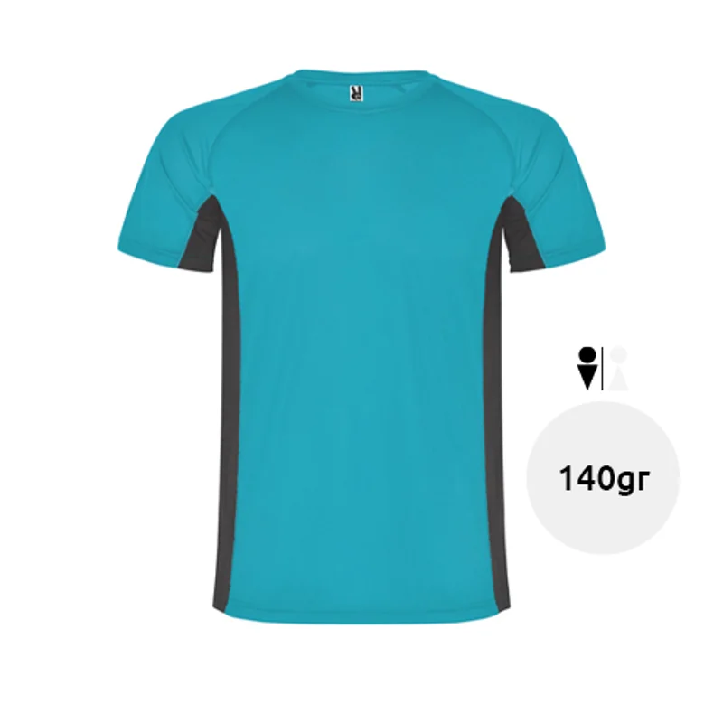 T-shirt sportiva da uomo a maniche corte tessuto tecnico e traspirante poliestere 140gr