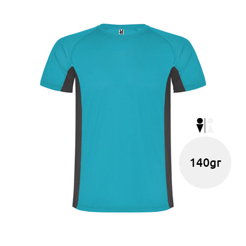 T-shirt sportiva da uomo a maniche corte tessuto tecnico e traspirante poliestere 140gr