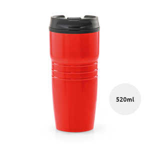 Bicchiere da viaggio in acciaio inox a doppio strato e plastica con base antiscivolo 520ml