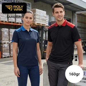 Polo da lavoro ROLY WRK SAMURAI unisex in tessuto piqué poliestere antibatterico da 160gr