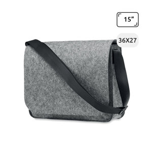 Borsa porta pc da 15" in feltro con tracolla e chiusura a patella 36x8x27cm