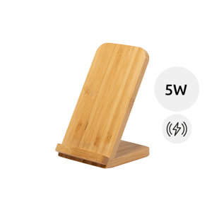Supporto per smartphone  e caricatore wireless in bambù da 5W
