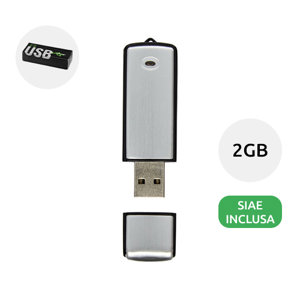 Chiavetta USB in alluminio e plastica con cappuccio e in scatola regalo da 2GB