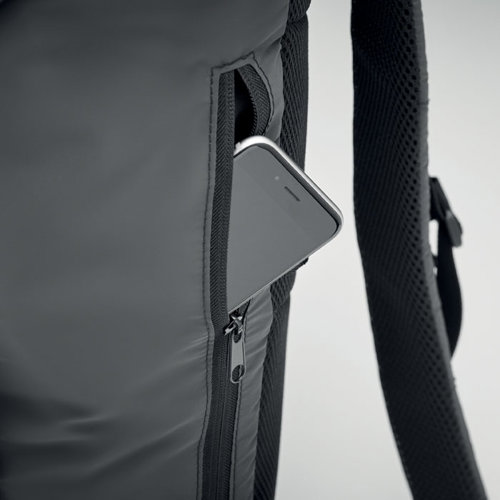 Zaino idrorepellente porta pc in poliestere 190T riflettente ad alta visibilità con cinghia sul petto e in vita