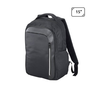 Zaino porta pc multitasca da 15" in poliestere 600D con tasca frontale dotata di tecnologia RFID e aggancio trolley