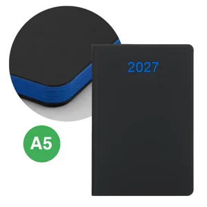 Agenda giornaliera 2027 A5 Copertina flessibile in soft PU e bordo pagine colorato