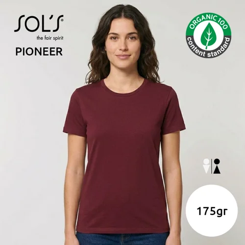T-shirt SOL'S PIONEER da donna 100% cotone da coltivazione biologica pettinato in jersey 175gr