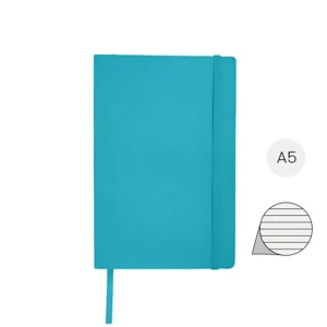 Block notes A5 con copertina flessibile morbida e 80 fogli a righe e tasca interna