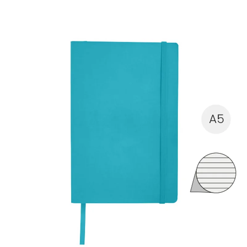 Block notes A5 con copertina flessibile morbida e 80 fogli a righe e tasca interna