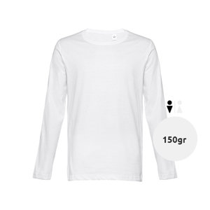 Maglietta da uomo a maniche lunghe bianca a girocollo taglio regolare 100% cotone 150gr
