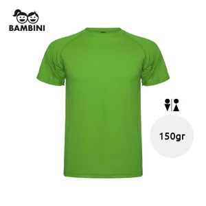T-shirt sportiva a maniche corte con tessuto traspirante da bambino da 150gr