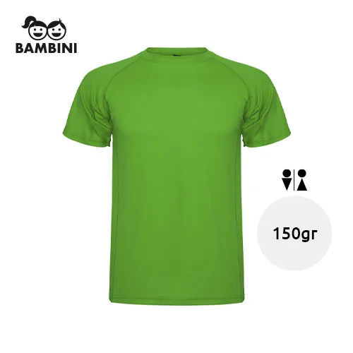 T-shirt sportiva a maniche corte con tessuto traspirante da bambino da 150gr