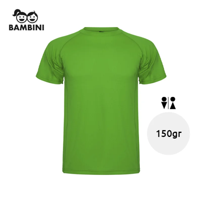 T-shirt sportiva a maniche corte con tessuto traspirante da bambino da 150gr