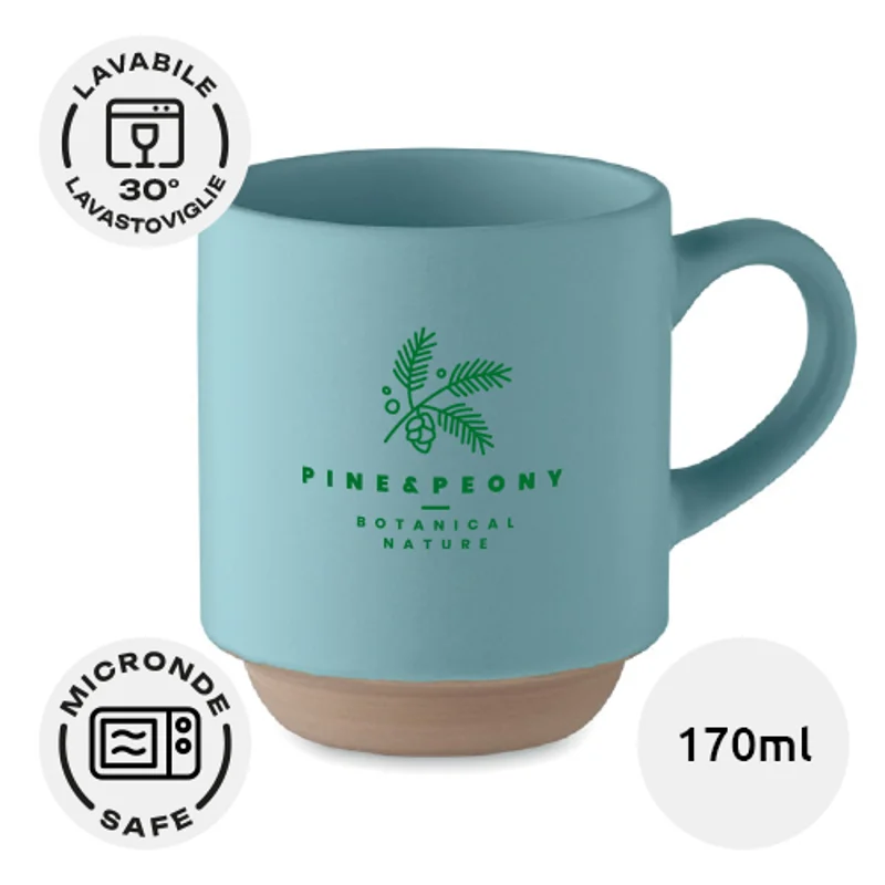 Tazza in ceramica colorata impilabile da 170ml con scatola regalo bianca