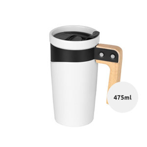 Tazza in ceramica finitura opaca e manico legno 475ml