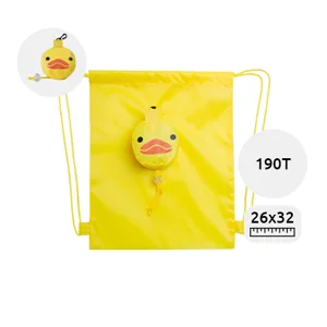 Sacca pieghevole in sacchetto a forma di animale colorata con chiusura a coulisse da 190T 26x32cm