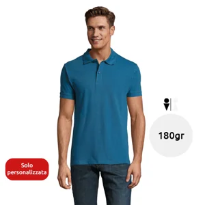 Maglietta polo da uomo in colori assortiti a maniche corte taglio aderente 100% cotone 180gr