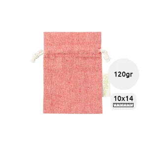 Sacca piccola in cotone riciclato in diverse colorazioni da 120gr 10×14cm
