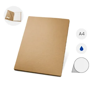 Cartelletta in carta riciclata con block notes A4 e penna a sfera a refill blu