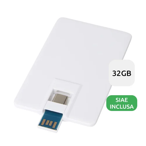 Chiavetta USB duo da 32GB a forma di tessera con porta USB Tipo-C USB 3.0