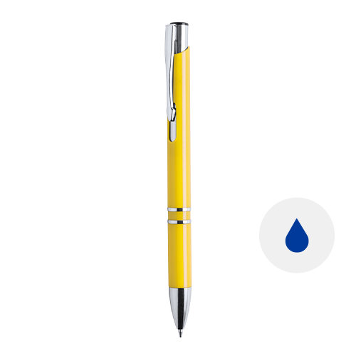 Penna a sfera in plastica con clip e puntale cromato refill blu