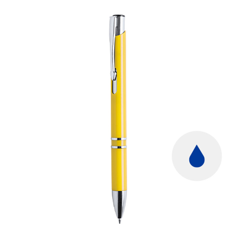 Penna a sfera in plastica con clip e puntale cromato refill blu