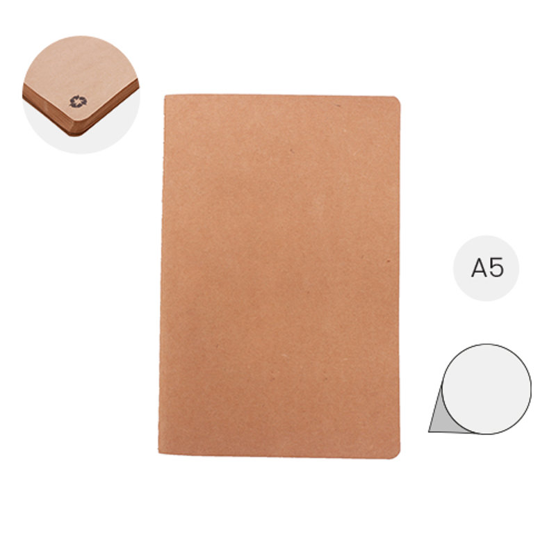 Block note A5 copertina e 60 fogli lisci in carta kraft riciclata