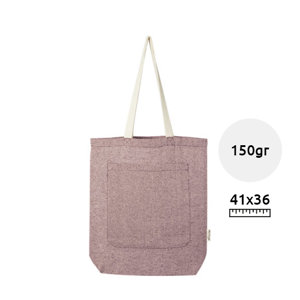 Shopper in cotone riciclato disponibile in diversi colori con tasca anteriore a fessura e manici lunghi da 150gr 36x41cm