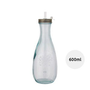 Bottiglia in vetro da 600 ml riciclato con cannuccia