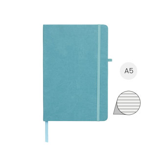 Block notes A5 con 128 fogli a righe color crema con copertina rigida e chiusura ad elastico