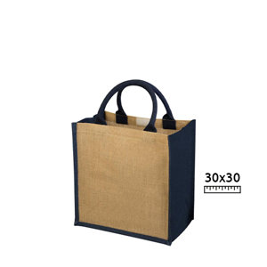 Shopper in Juta a soffietto con bordi colorati 30x19x30cm