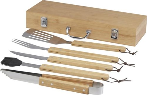 Set per barbecue da 5 pezzi Seasons in una confezione regalo in bambù