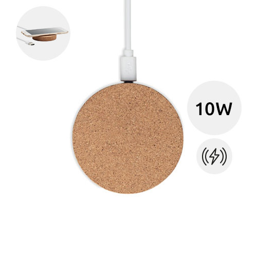 Caricatore wireless in sughero piccolo e compatto da 10W