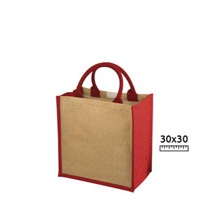 Shopper in Juta a soffietto con bordi colorati 30x19x30cm
