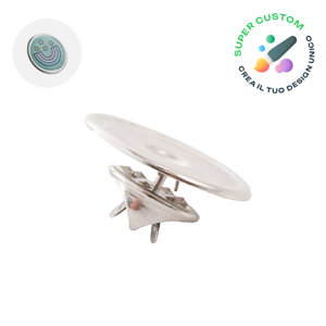 Spilla in metallo rotonda con stampa in resina epossidica ø20mm