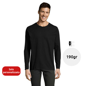 Maglietta da uomo a maniche lunghe colori assortiti a girocollo taglio regolare in cotone semipettinato 190gr