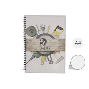 Block notes A4 a spirale nera con copertina trasparente in PP e 50 fogli totalmente personalizzabili