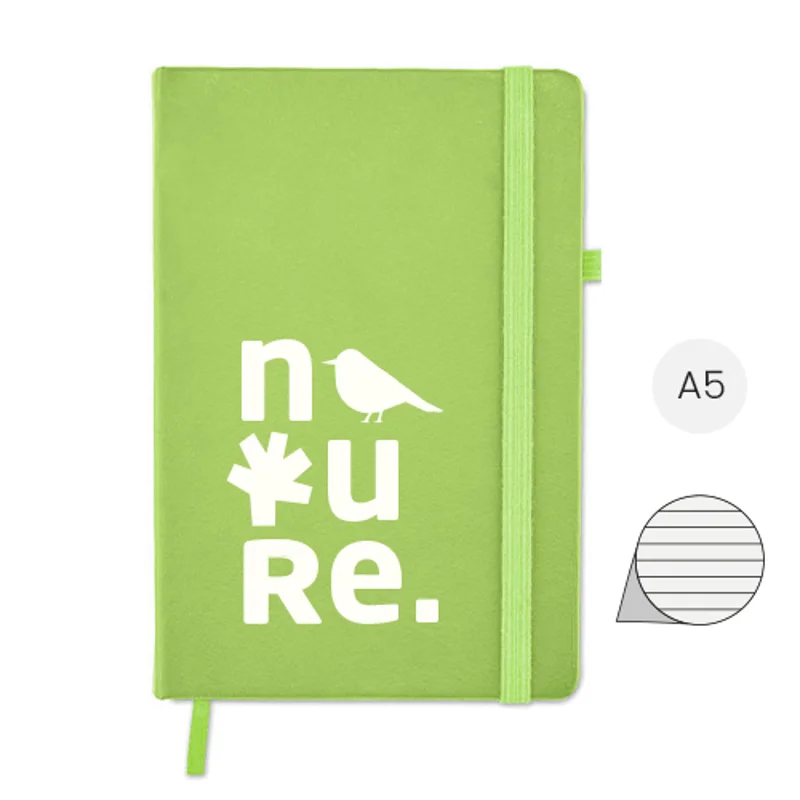 Block notes A5 con copertina rigida in PU riciclato 96 fogli pagine a righe in carta riciclata