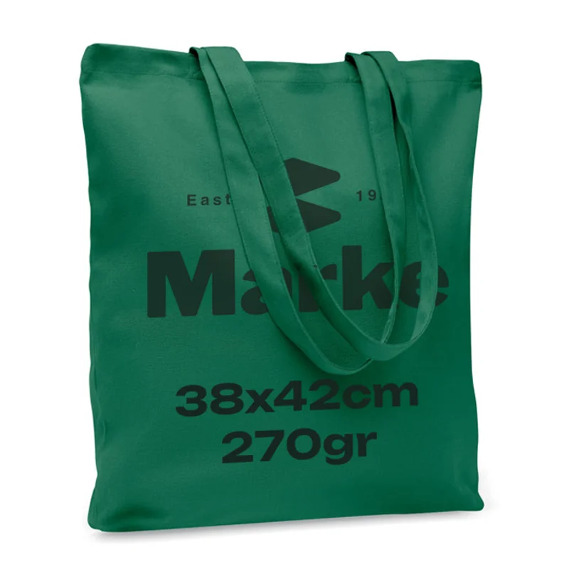 Shopper in cotone a soffietto con manici lunghi disponibile in vari colori da 270 gr 38X9X42cm