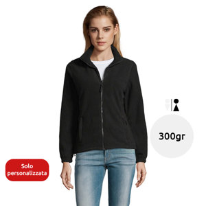 Felpa da donna colori assortiti con collo alto e cerniera in pile 300gr