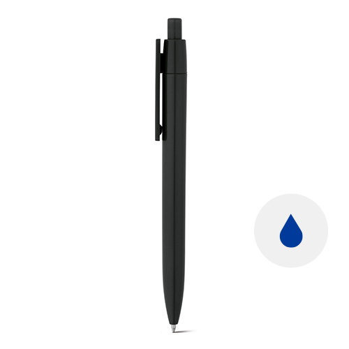 Penna a sfera in plastica in diverse colorazioni con clip da personalizzare in doming e con meccanismo a scatto e refill blu